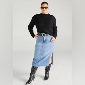 Edited by Remi Bader Denim Skirt Side Slit 8